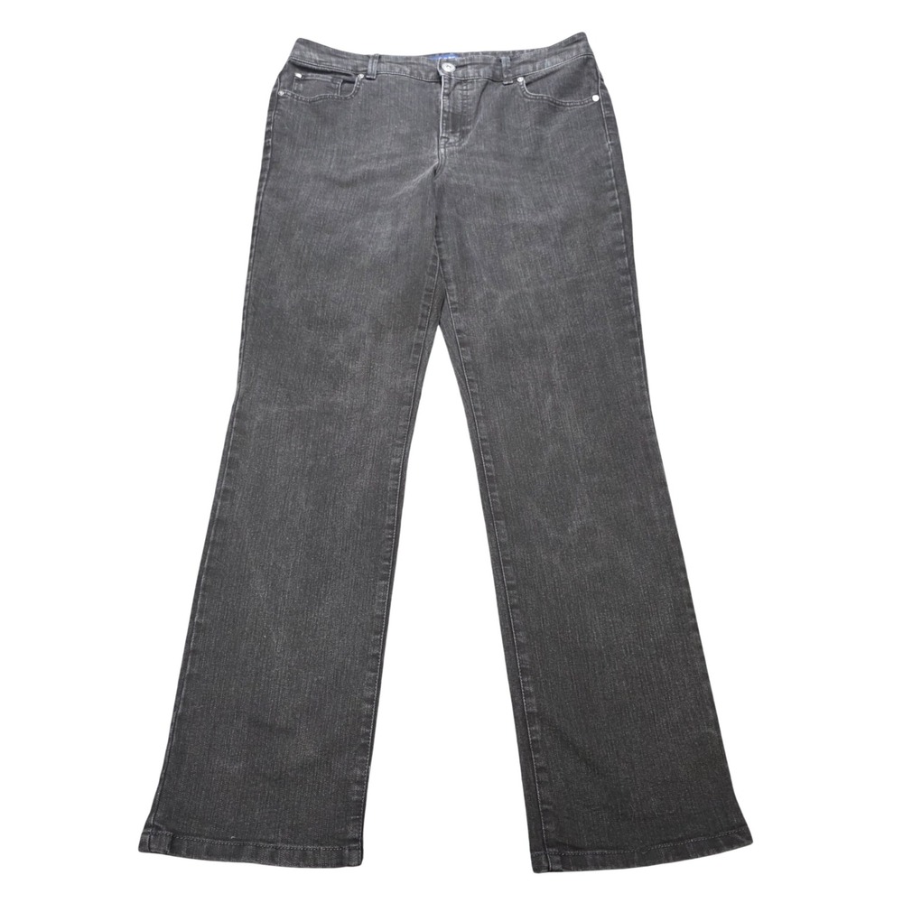 Bandolino Samantha Straight Leg Jeans Women's Size 12 Dark Gray Stretch Zip Fly